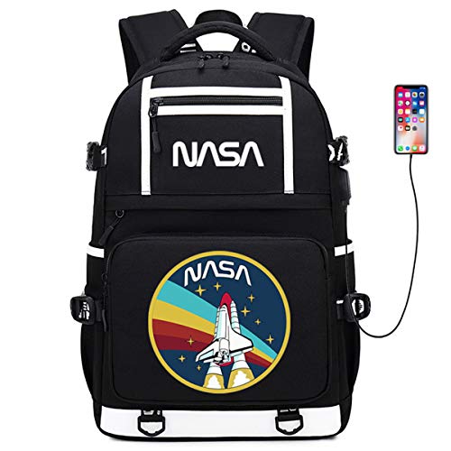 Mochila para Niños Y Niñas De La NASA para La Escuela O Viajes Mochila Escolar Liviana con Diseño De Astronauta Ergonómico con Puerto De Carga USB Y Correas De Hombro Ensanchadas,G