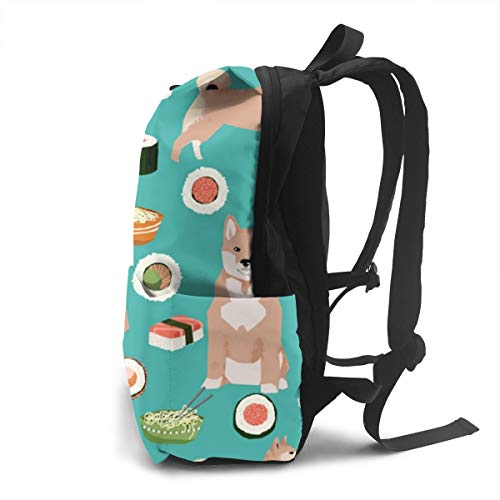 Mochila unisex con impresión 3D para perros, Sushi tirado a mano, fideos escolares, mochila de viaje para niños y adultos