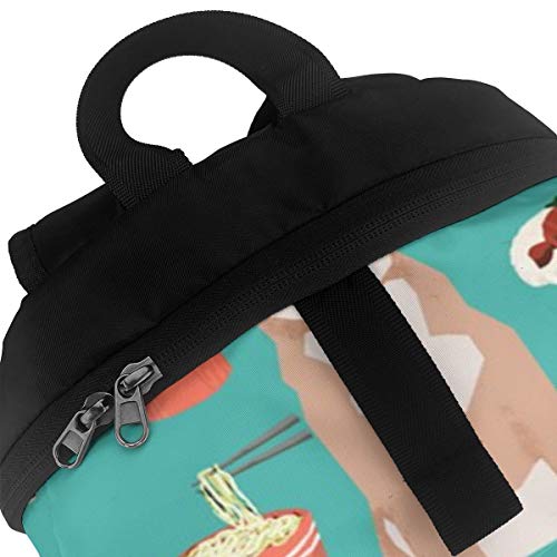 Mochila unisex con impresión 3D para perros, Sushi tirado a mano, fideos escolares, mochila de viaje para niños y adultos