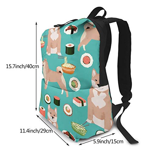 Mochila unisex con impresión 3D para perros, Sushi tirado a mano, fideos escolares, mochila de viaje para niños y adultos