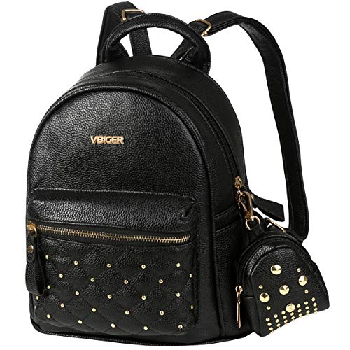 Mochilas Mujer Pequeñas de Cuero Negro Mochila Casual Mujer Moda 2 en 1 para Ocio Viaje