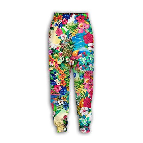 Moda Hombre/Mujer Pantalones Joggers Pintura Flores 3D Impreso Streetwear Casual Pantalones Color as The picture18 S