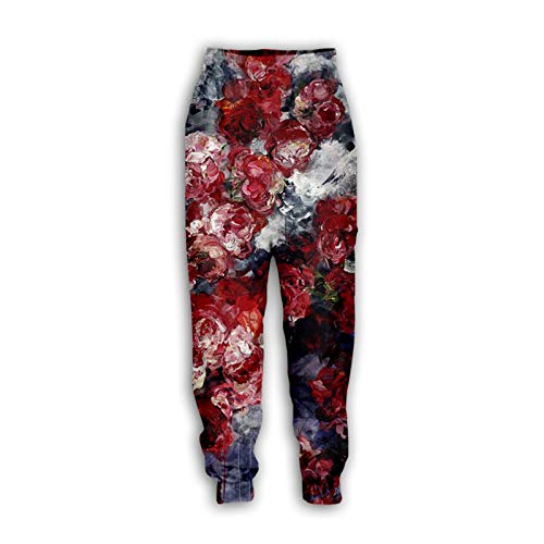 Moda Hombre/Mujer Pantalones Joggers Pintura Flores 3D Impreso Streetwear Casual Pantalones Color as The picture18 S