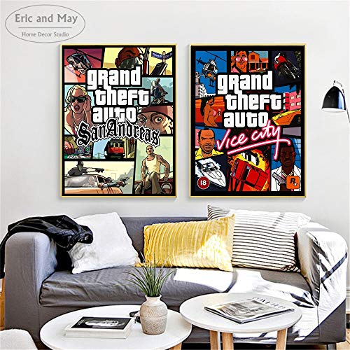 Moda Lienzo Pintura San Andreas Vice City Imágenes Antiguas de Pintura Poster Pared Fotos for la Sala de la decoración del hogar decoración de la Pared No Frame Imprimir