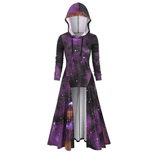 Moda Mujer Calabaza Cara/Esqueleto/Espiral Corbata Estampado Telaraña Encaje Camiseta de Halloween Blusa Casual Capa Vintage Tallas Grandes Manga Larga con Capucha Cordones Vestido a Media Pierna