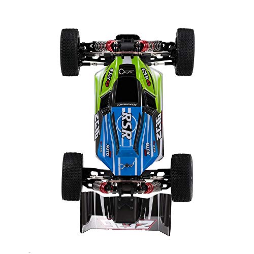 MODELTRONIC Coche RC Profesional Buggy Wltoys XKS 144001 tracción 4X4 Emisora con Display LCD Escala 1:14 Alta Velocidad de 60km/h con Motor 550 con BATERÍA Extra (Verde)