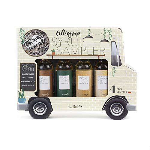 Modern Gourmet Foods, Set de Regalo Muestrario de Siropes "Food Truck Coffee Shop", 45 ml en cada bote, Set de 4 Deliciosas Muestras de Sirope de Café