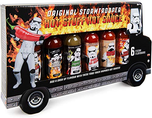 Modern Gourmet Foods, Set de Regalo Salsas Picantes "Stormtrooper Food Truck", Sabores que Incluyen Chipotle Asado, Habanero y Más, Pack de 6