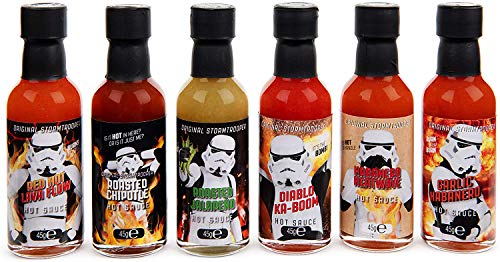 Modern Gourmet Foods, Set de Regalo Salsas Picantes "Stormtrooper Food Truck", Sabores que Incluyen Chipotle Asado, Habanero y Más, Pack de 6