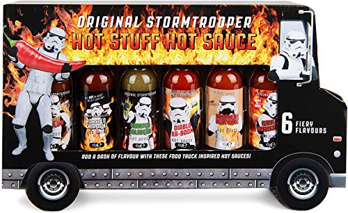 Modern Gourmet Foods, Set de Regalo Salsas Picantes "Stormtrooper Food Truck", Sabores que Incluyen Chipotle Asado, Habanero y Más, Pack de 6