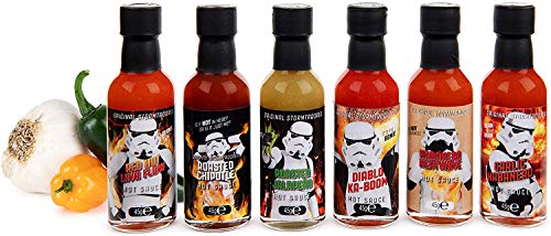 Modern Gourmet Foods, Set de Regalo Salsas Picantes "Stormtrooper Food Truck", Sabores que Incluyen Chipotle Asado, Habanero y Más, Pack de 6