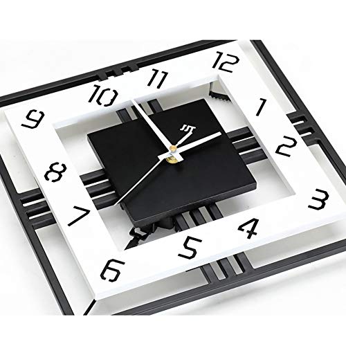 Moderno Decoración Reloj De Pared con El Péndulo, Grande Cuadrado Simple Péndulo Reloj,Madera Negro Blanco para El Salón Café Restaurante-Negro 42x56cm(17x22inch)