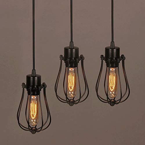 Moderno Vintage Industrial Metal Negro Jaula de Alambre Loft Lámpara Colgante Luz de Techo Pantalla Retro Pequeño Colgante Accesorio de Iluminación E27 Socket