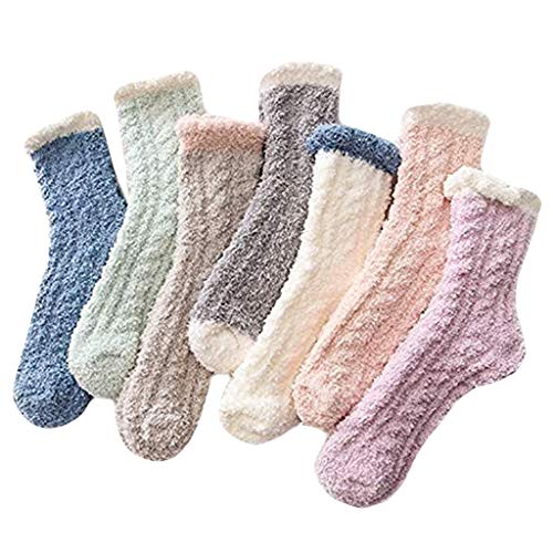 Moent Calcetines de Mujer 7 Pares de Calcetines de algodón de Patchwork para Mujer Calcetines de Invierno para Mujer Lindos