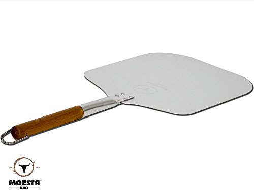 MOESTA-BBQ 10039 - Pala para Pizza 1 - Práctica Pala para Pizza de 66 cm de Largo de Aluminio con Mango de Madera para la Parrilla o el Horno para Pizza como en el Horno de Piedra