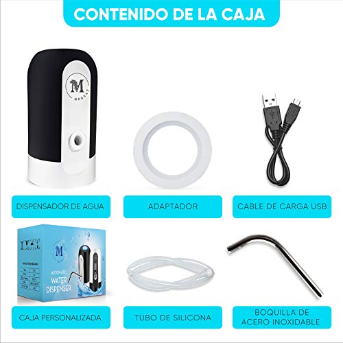 Moguat Dispensador Agua para Garrafas con Adaptador, Dosificador Eléctrico Automático Extraíble Recargable USB Botellas Agua Fria y Caliente, Bomba de Agua