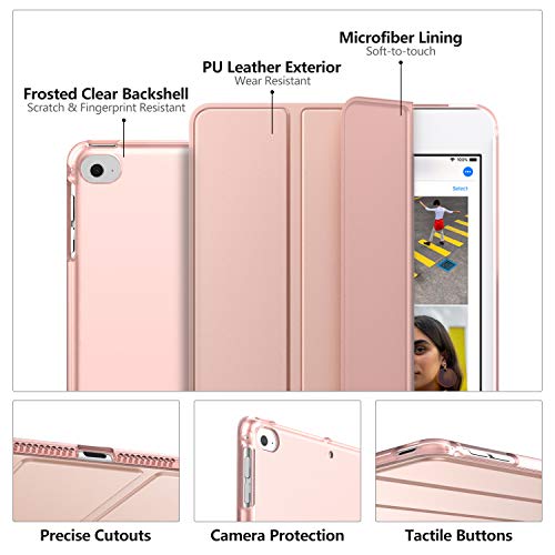 MoKo Compatible con New iPad Mini 5th Generation 7.9" 2019/iPad Mini 4 2015 Funda, Delgado y Ligero Protector con Magnética Función de Cargar/Par y Auto Sueño/Estela - Oro Rosa