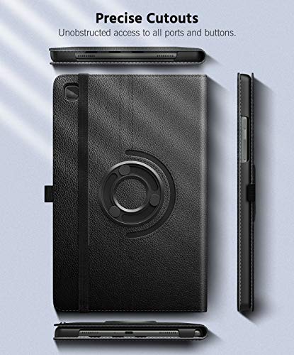 MoKo Funda Compatible con Samsung Galaxy Tab A7 10.4 Inch 2020 Model (SM-T500/505/507), Funda Giratoria Ajustable de 90°de Soporte Automático y Función de Auto Activación/Reposo, Negro