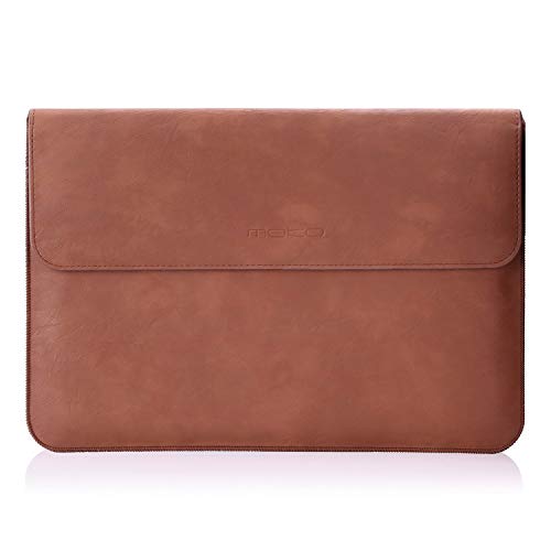 MoKo Funda de 12.3 Inch Sleeve Bag Bolsa de Manga Maletín de Cuero PU Portátil Compatible con New Surface Pro 2017 / Pro 4 / Pro 3 / Pro LTE 12.3" con Surface Portapluma - Marrón