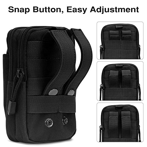 MoKo Molle Edc Bolso Universal del Senderismo de Móvil Compatible con el Teléfono de 6.2", iPhone SE 2020, iPhone 11 Pro/iPhone 11/iPhone 11 Pro MAX, Galaxy S10 e / S10 / S10 Plus - Negro