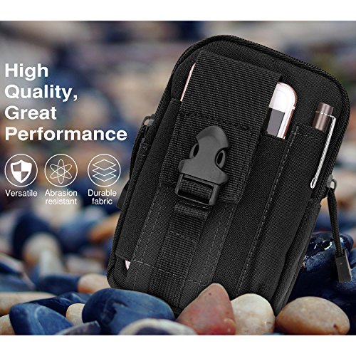 MoKo Molle Edc Bolso Universal del Senderismo de Móvil Compatible con el Teléfono de 6.2", iPhone SE 2020, iPhone 11 Pro/iPhone 11/iPhone 11 Pro MAX, Galaxy S10 e / S10 / S10 Plus - Negro