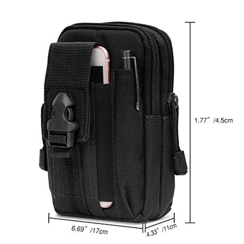 MoKo Molle Edc Bolso Universal del Senderismo de Móvil Compatible con el Teléfono de 6.2", iPhone SE 2020, iPhone 11 Pro/iPhone 11/iPhone 11 Pro MAX, Galaxy S10 e / S10 / S10 Plus - Negro