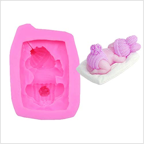 Molde 3D para fondant de bebé dormido, de alta definición, para baby shower, decoración de tartas,arcilla polimérica hecha a mano, manualidades,joyería para moldes de arcilla de polímero de chocolate