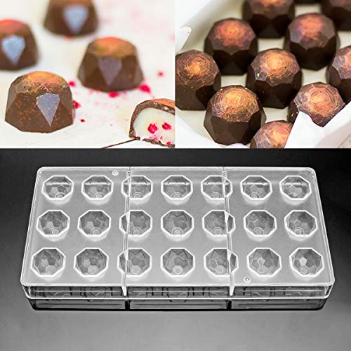 Molde de Chocolate Jeteven Molde de Caramelos para DIY Jalea Dulce Bandeja Herramienta Tridimensional (21pcs Diamente)