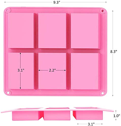 Molde de jabón de silicona, 6 moldes de cavidad para jabón, jabón de silicona premium y molde de resina para manualidades caseras