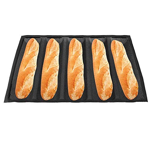 Molde de pan de silicona de 5 hogazas con Moldes de pan de perro caliente antiadherentes reutilizables para Bandeja de pan francés Baguette