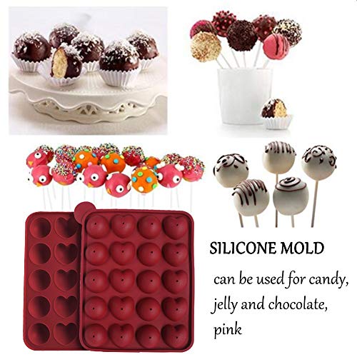 Molde de Piruleta - WENTS 2PCS Molde de pastel de silicona Lollipop, molde esférico, se puede utilizar para dulces, gelatina y chocolate