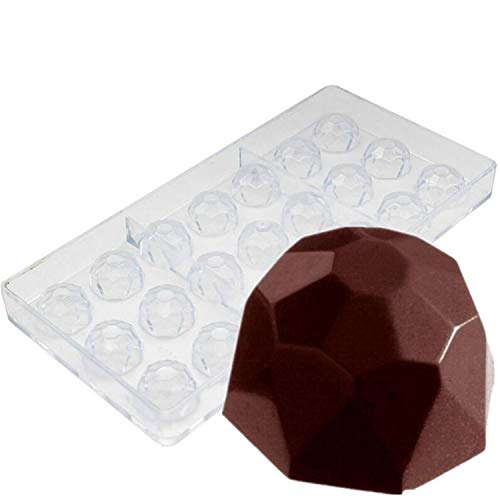 Molde de policarbonato con 21 agujeros con forma de diamante, para hacer bombones o cubitos de hielo, accesorio para la cocina - 27 x 13,5 x 2,4 cm