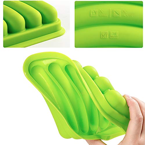 Molde de Salchicha 3 PCS Molde para Perro Caliente, Jamón Molde, Molde de Salchicha Reutilizable de Silicona, Contenedores de Alimentos Pequeños para Perros Calientes con Tapa, Verde, Naranja, Blanco