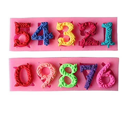 Molde de silicona 3D para decoración de tartas, diseño de alfabeto con número 0-9, para fiesta de cumpleaños, aniversario