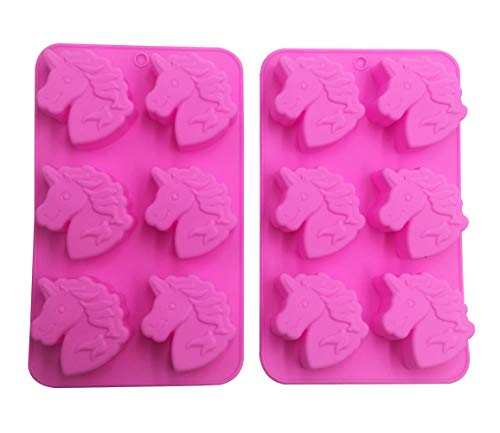 Molde de silicona con 6 cavidades de unicornio para jabón, bombas de baño, pastelería, repostería, panadería, caramelos, gelatina, resina, lápices de colorear, jabones, hielo