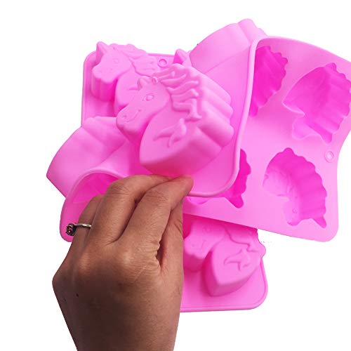 Molde de silicona con 6 cavidades de unicornio para jabón, bombas de baño, pastelería, repostería, panadería, caramelos, gelatina, resina, lápices de colorear, jabones, hielo