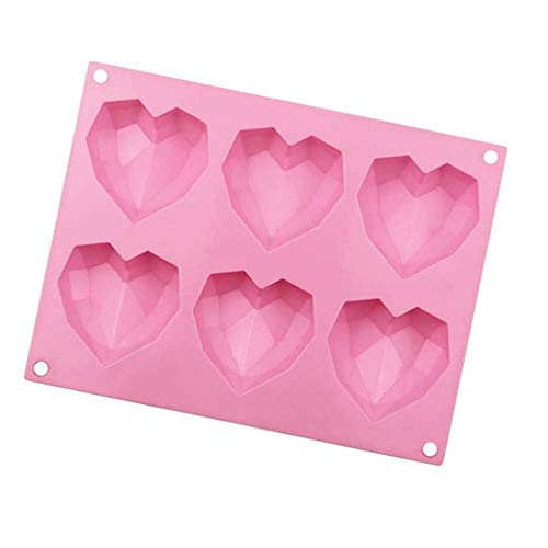 Molde de silicona corazón 3D amor corazón diamante en forma de molde de silicona moldes para hornear forma de jabón de chocolate herramientas para hornear DIY molde para decoración de pastel de fiesta