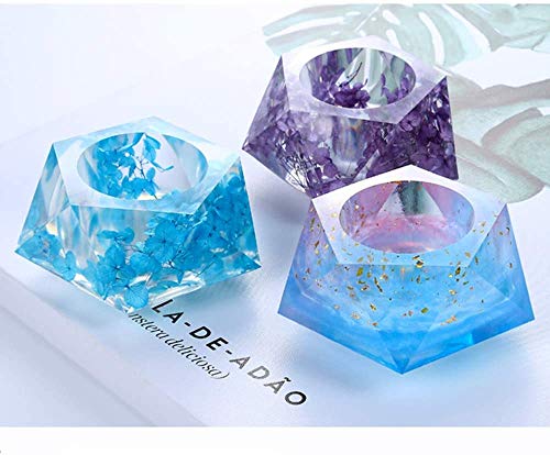 Molde de silicona de resina, de Velidy DIYResin, incluye moldes redondos, cuadrados, de silicona hexagonal para hormigón, posavasos, macetas, ceniceros, portavelas 3Pack(round+Square+diamond)