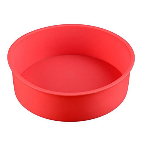 Molde de silicona JuneJour redondo para tartas, flexible, antiadherente, para hornear, cocina, bandeja de repostería de 17 cm, silicona, Rojo, 17cmx17cmx5.5cm