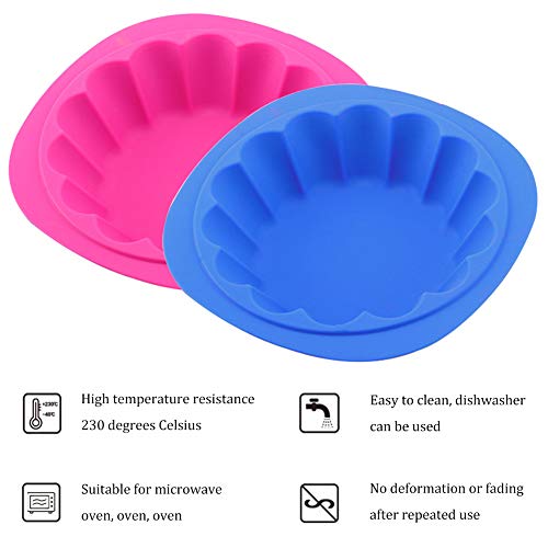 Molde de silicona para pasteles en forma de flor, utensilios para hornear antiadherentes de 2 piezas moldes para pasteles de silicona para hornear para pasteles de cumpleaños, azul rosa roja