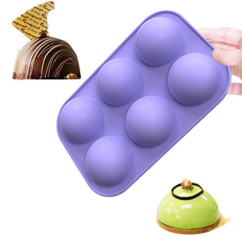 Molde de silicona semiesfera medio 6 paquetes de molde para hornear para hacer chocolate, pastel, gelatina, mousse de cúpula