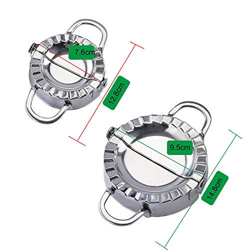 Molde Empanadillas, Dumpling Maker, 2 Piezas Acero Inoxidable Molde para Masa de Dumpling molde Ravioli para Hacer empanadillas manual de pasteles de Cocina Accesorio(grande + pequeño)