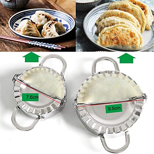 Molde Empanadillas, Dumpling Maker, 2 Piezas Acero Inoxidable Molde para Masa de Dumpling molde Ravioli para Hacer empanadillas manual de pasteles de Cocina Accesorio(grande + pequeño)