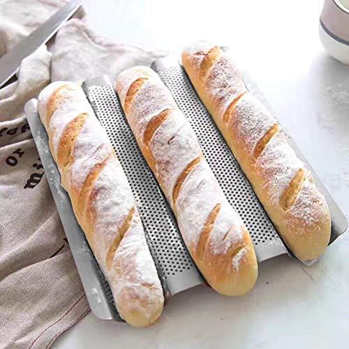 molde para baguette, Pan francés Molde ondulado Bandeja para hornear Bandeja antiadherente para hornear Baguette, Molde para baguette con diseño antiadherente, Resistente al calor, Bandeja Baguette