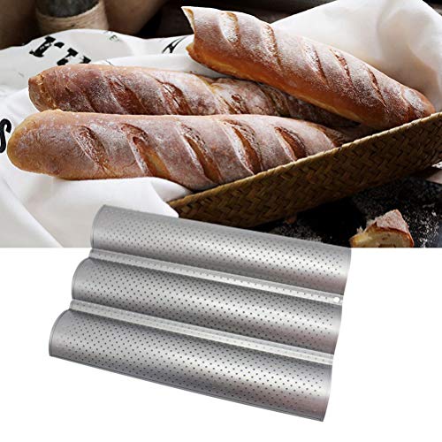 molde para baguette, Pan francés Molde ondulado Bandeja para hornear Bandeja antiadherente para hornear Baguette, Molde para baguette con diseño antiadherente, Resistente al calor, Bandeja Baguette