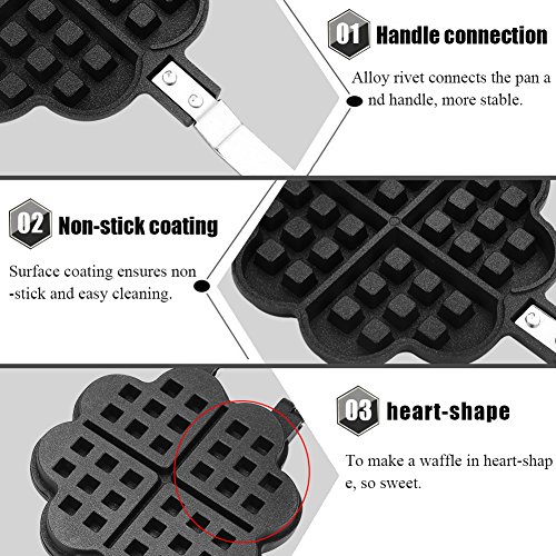 Molde para gofres, forma de corazón Cocina para el hogar Gas antiadherente Máquina para hacer gofres Molde para moldes Molde Prensa de planchar Herramienta para hornear