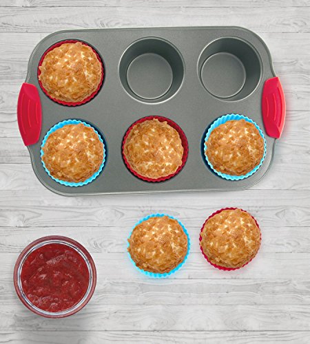 Molde para hornear 6 Muffins con cápsulas para Muffin de Silicona que No Se Pega (Paquete de 6) de Boxiki Kitchen | Molde para hornear Muffins y Cápsulas Para Muffin Que No Se Pegan