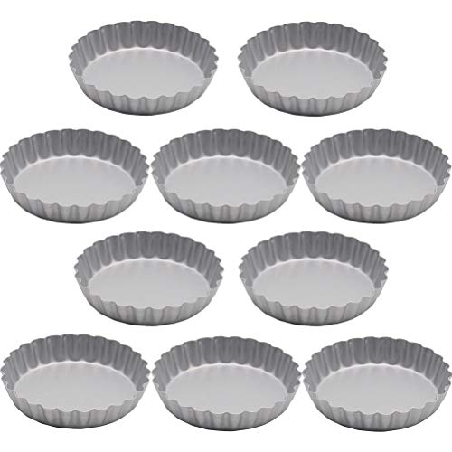 Molde para Tartaletas Antiadherentes Molde para Mini Quiche, Tarta, Molde Bizcocho Desmontable (10 Unidades, 10cm, antiadherentes, Base extraíble)