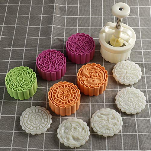 Molde para tartas con diseño de luna y sellos de galletas, grosor ajustable, plástico abs, 5pcs 150g stamps