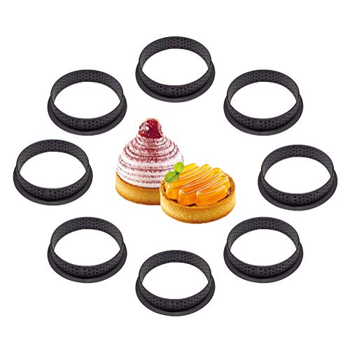 Molde Para Tartas de 8 Piezas, Anillo de Tarta de Pastelería, Cortador Perforado, Forma Redonda, Mousse, CíRculo, Decorador de Postres, Utensilios Para Hornear Antiadherentes